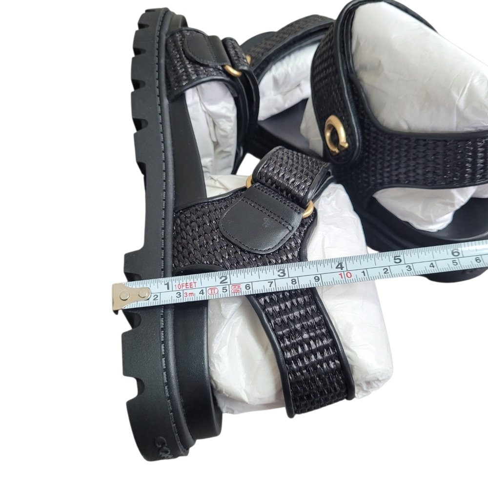 COACH Black Brynn Straw Sandal Size 10B - Picture 15 of 16